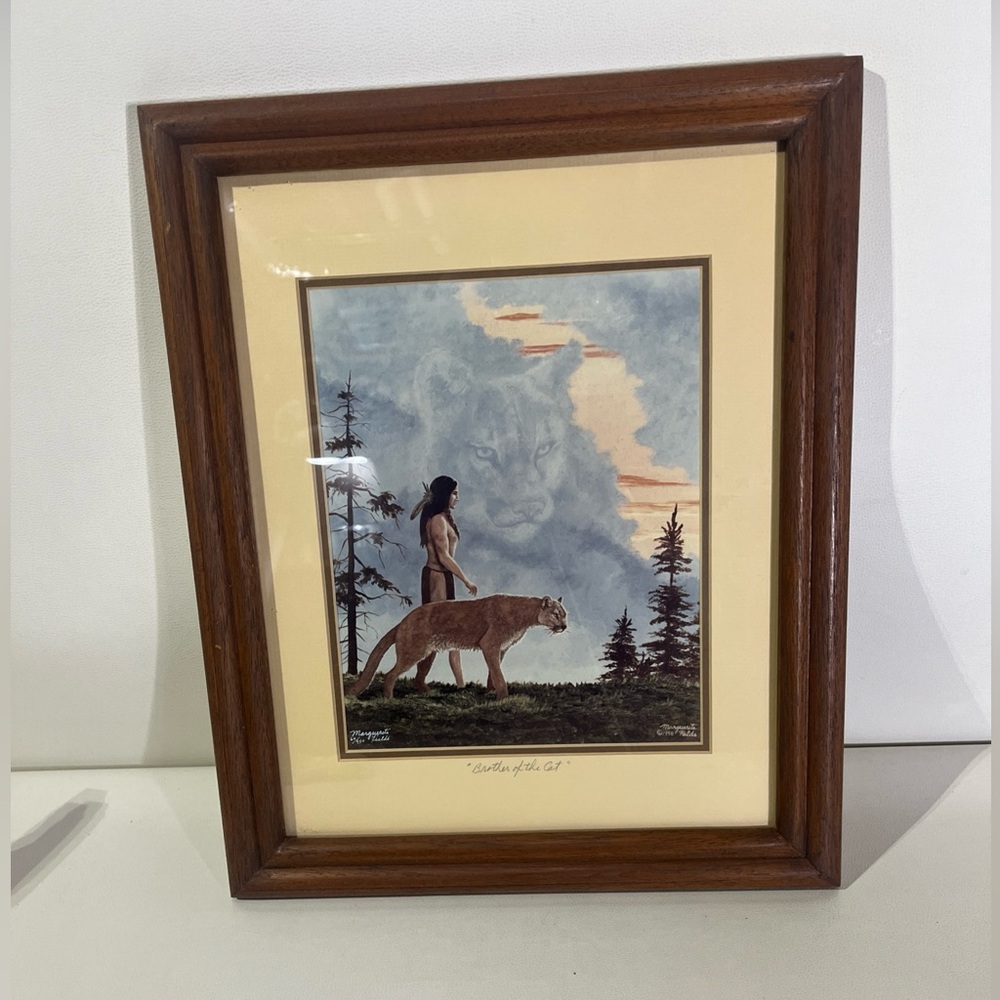 Framed signed Marguerite Fields 1990 print of “Brother of the Cat”
